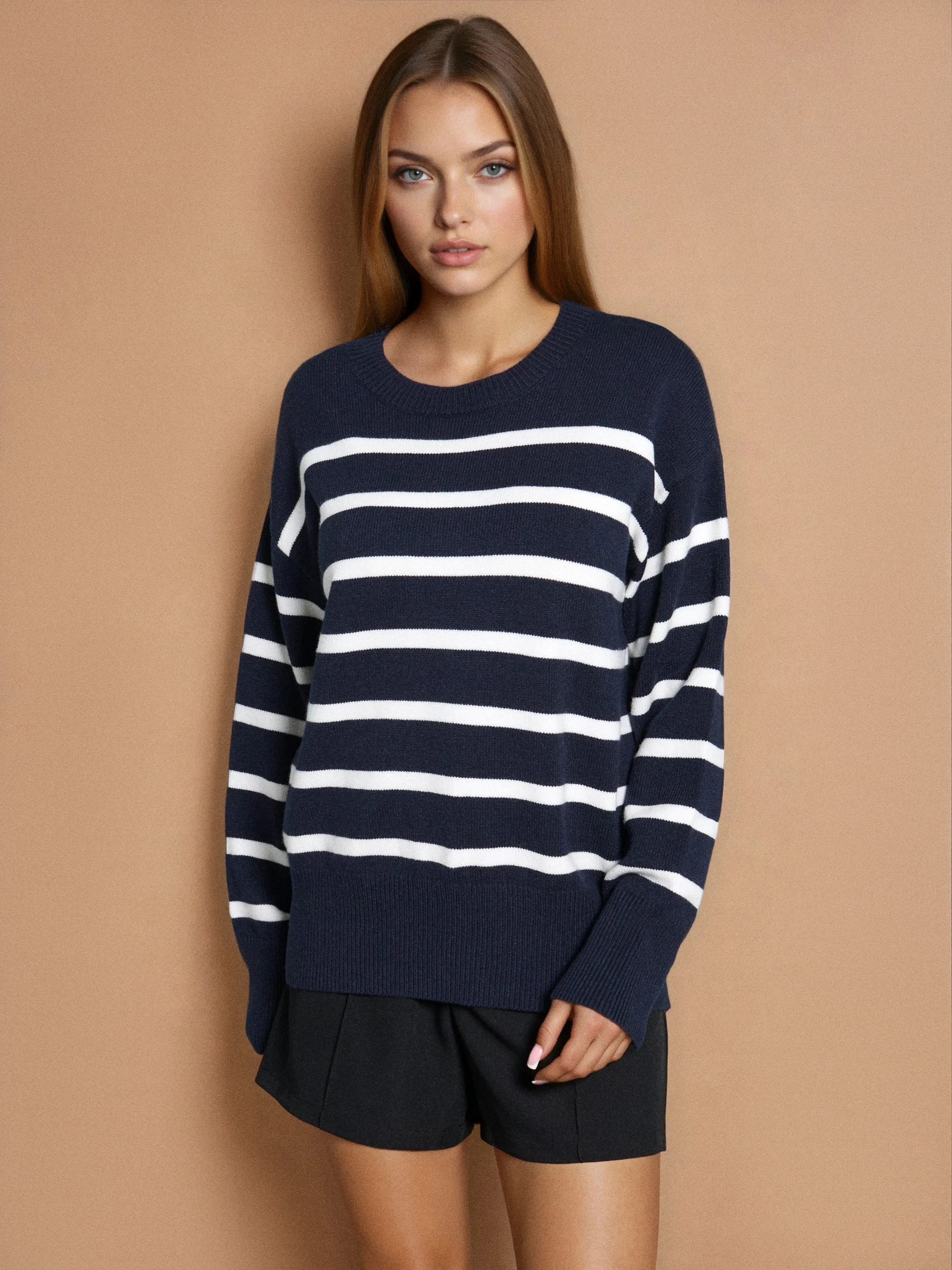 Sweter w paski z wiskozy