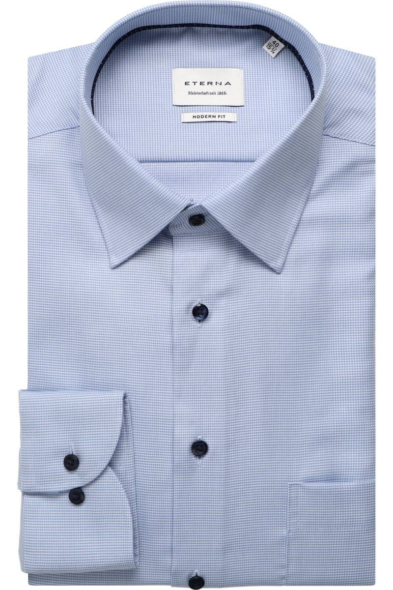 ETERNA Modern Fit Hemd mittelblau, Strukturiert