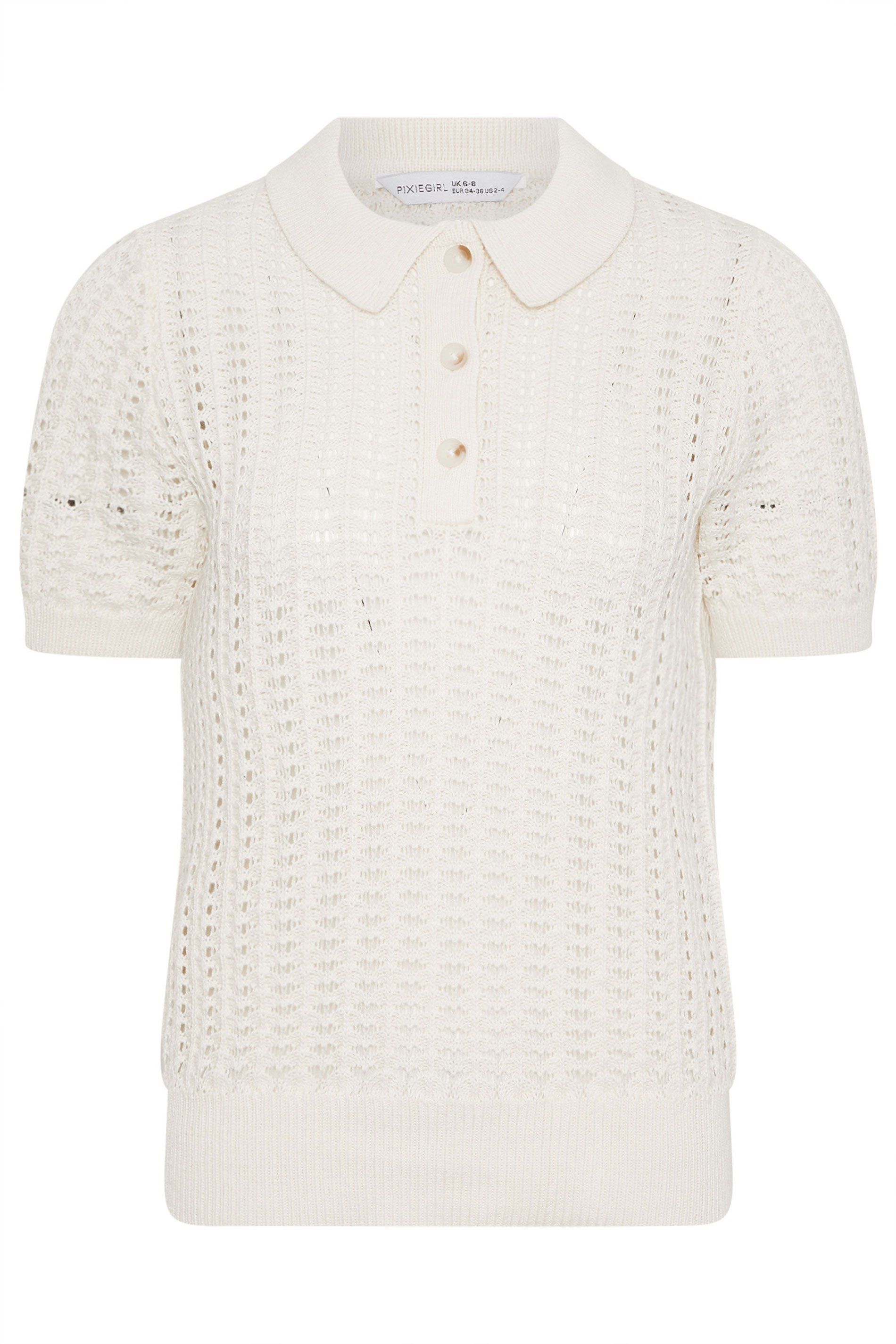 PixieGirl Petite Crochet Polo Top