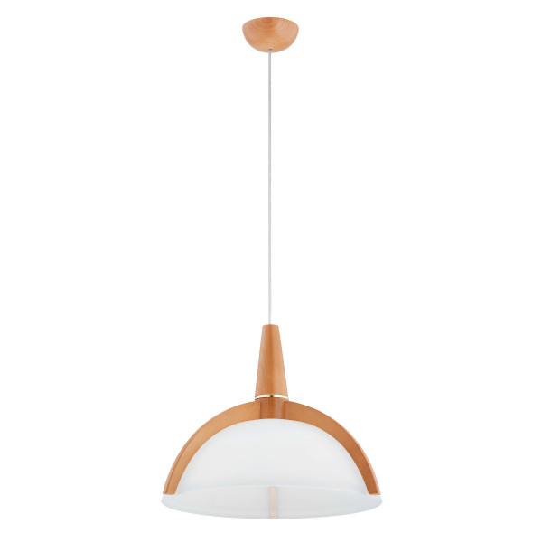 Lampa wisząca jasne drewno-biała KLAN 1xE27x15W wym: 85x44x44 cm Alfa