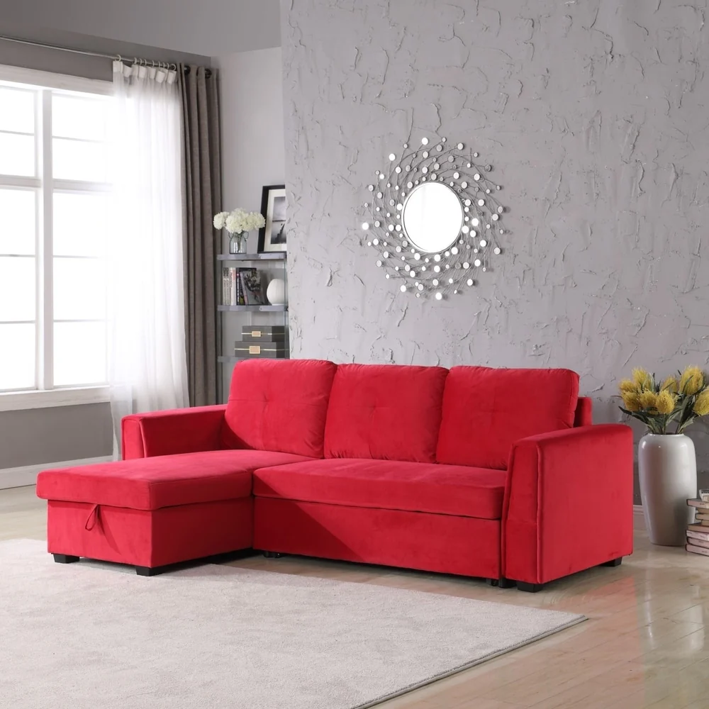 Modern Upholstered Living Room Storage Chaise Sectional Sofa