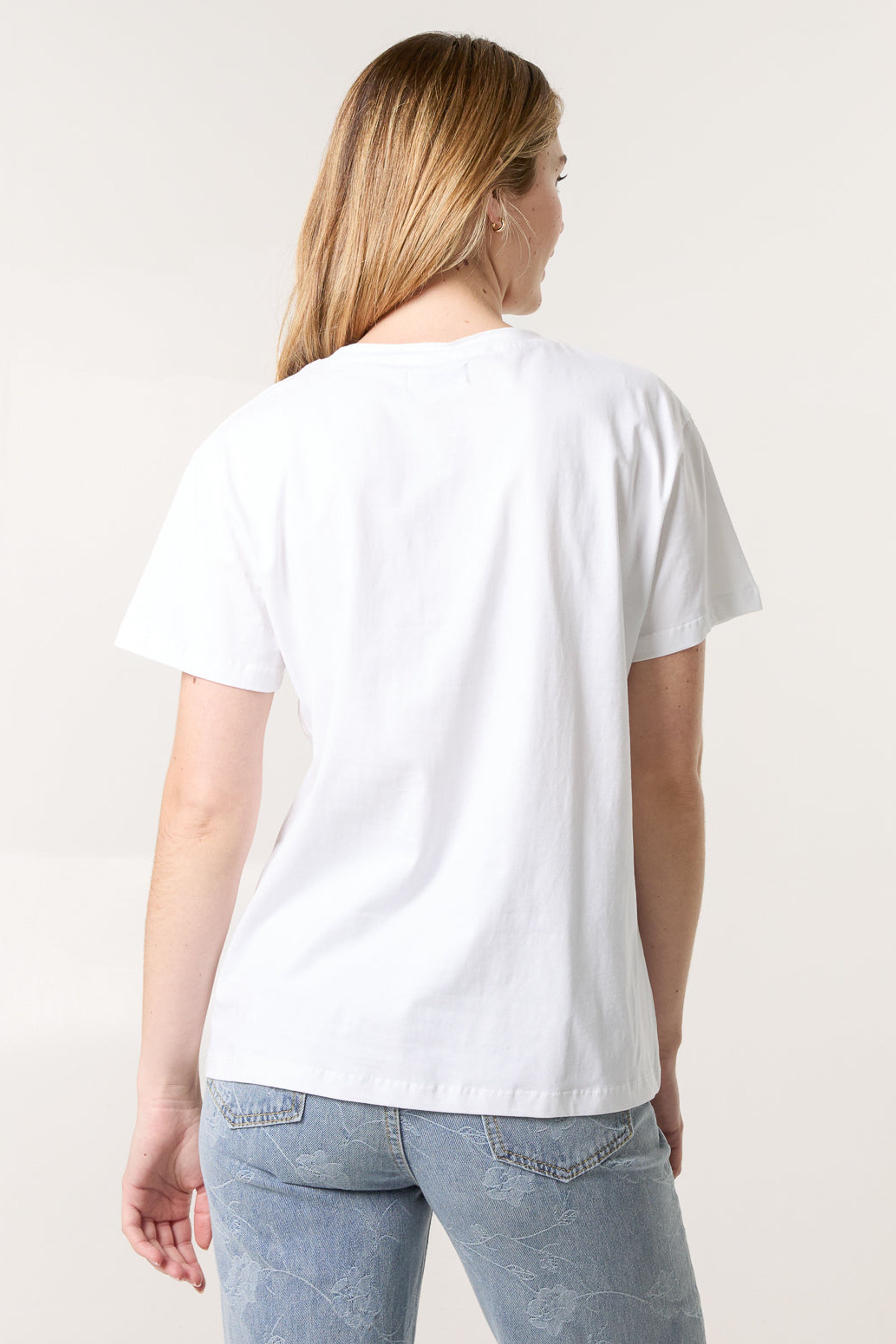 Blue Vanilla White T-Shirt With Colorful Print