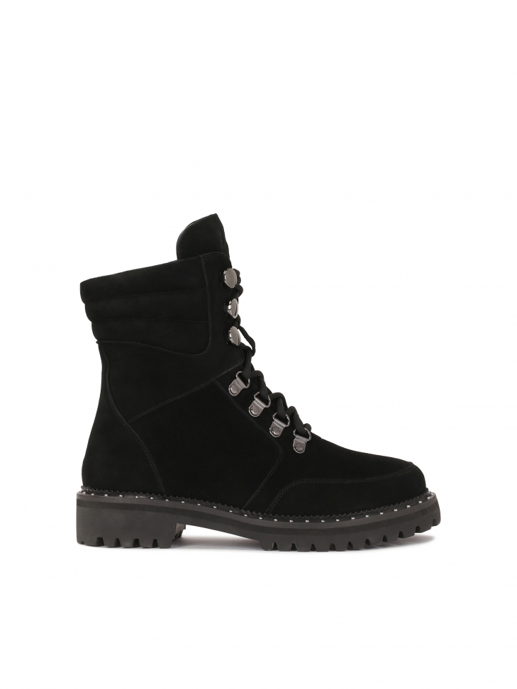 Black suede boots with high upper