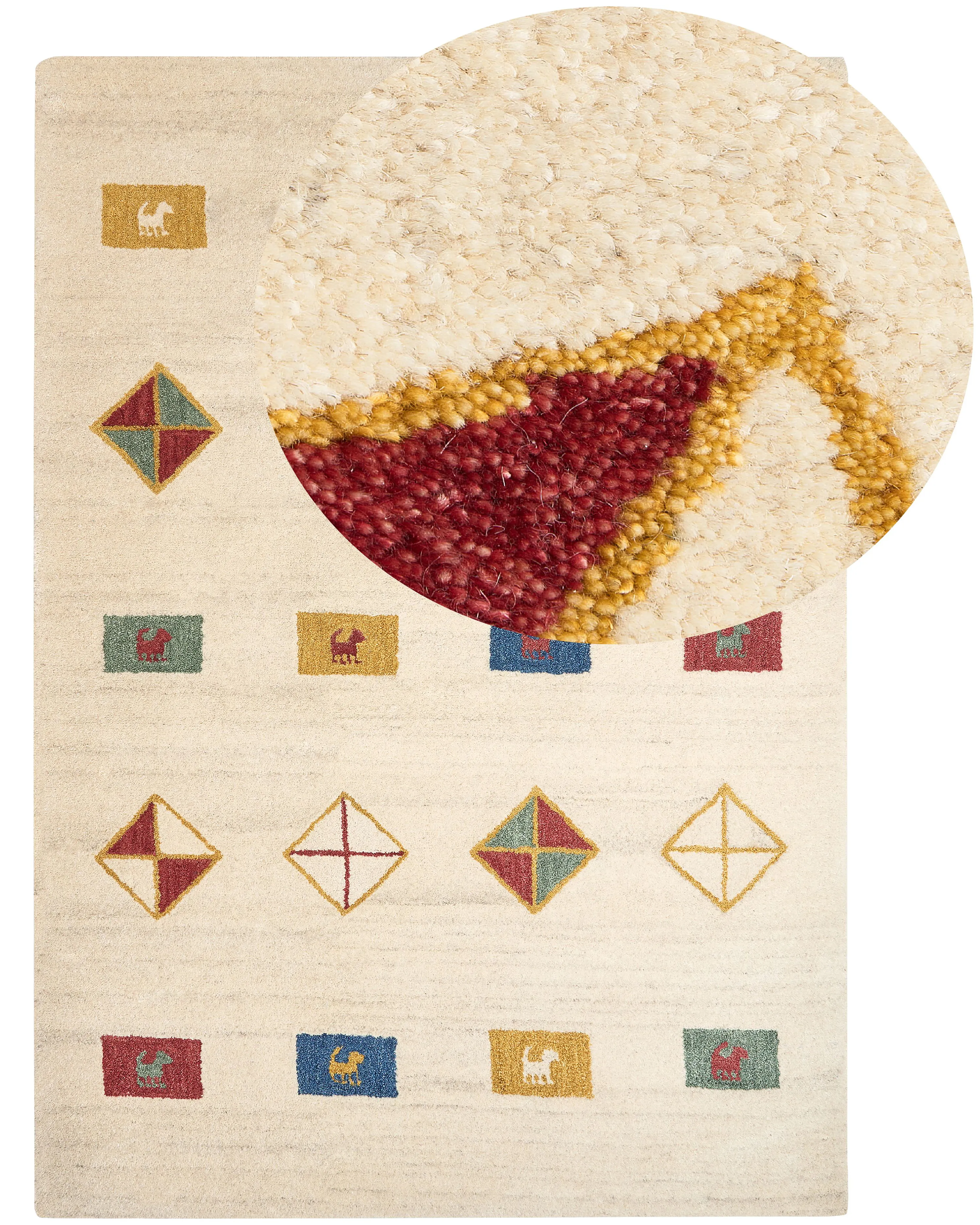 Rug MISINLI Beige 160 x 230 cm Wool Gabbeh