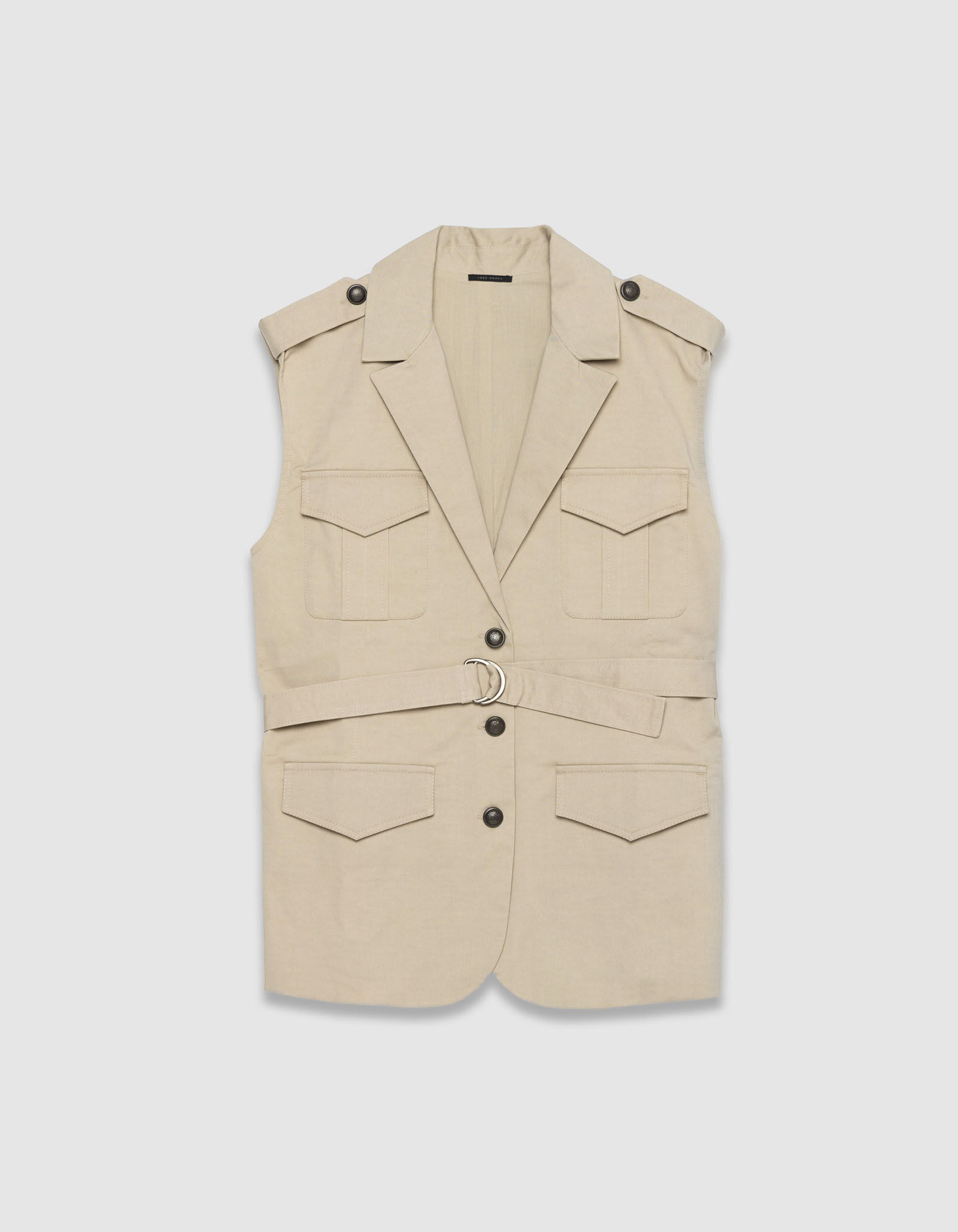 Veste saharienne beige sans manches Femme