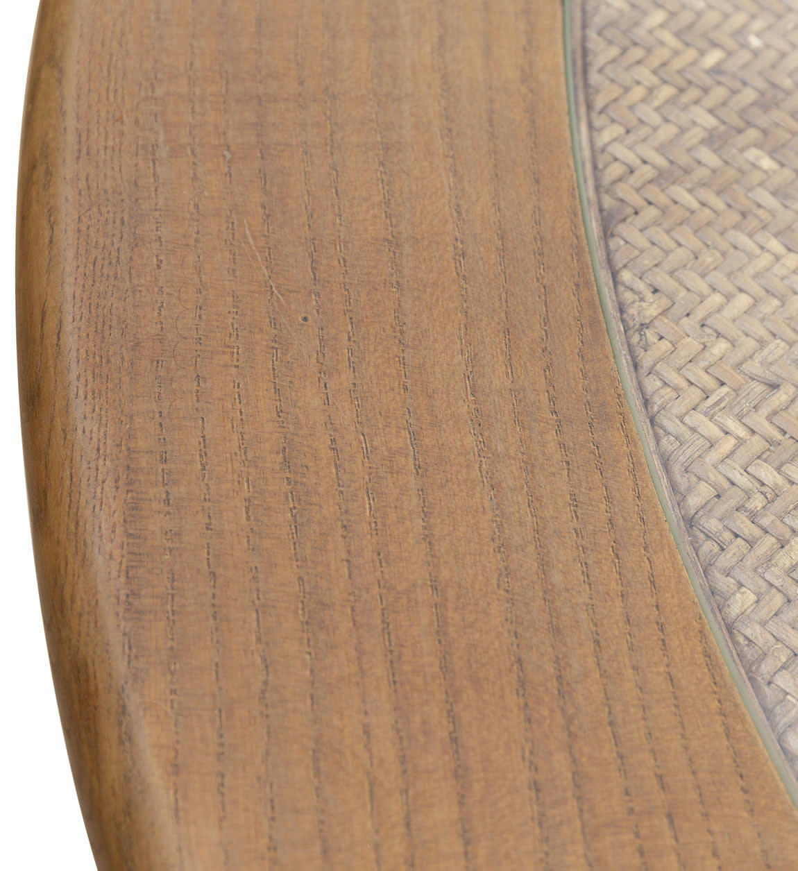 MANILA - Table à manger en bois, rotin et verre marron, D 120 cm