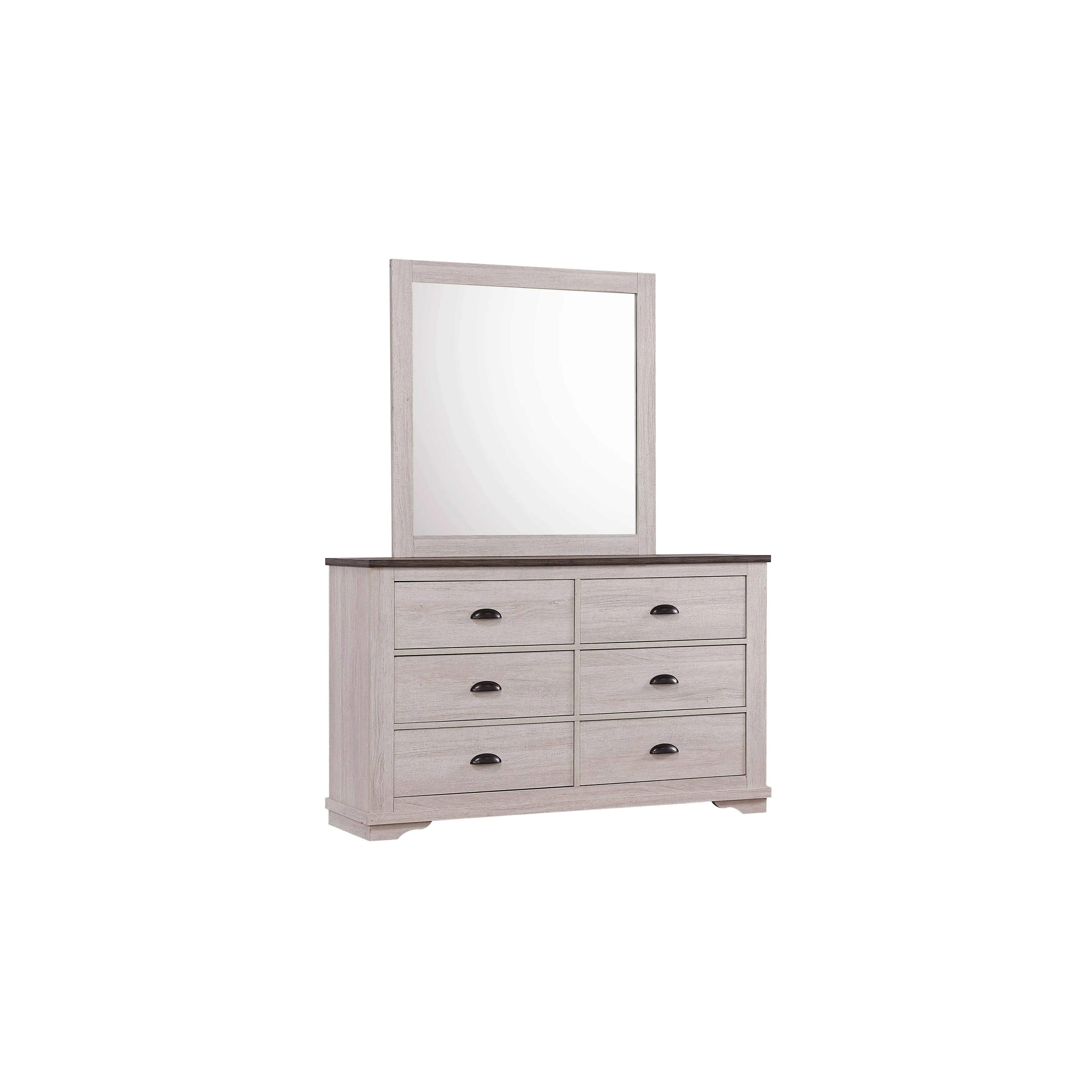 Marilyne 6 Piece Chalk Gray Rustic Sleigh Bedroom Set