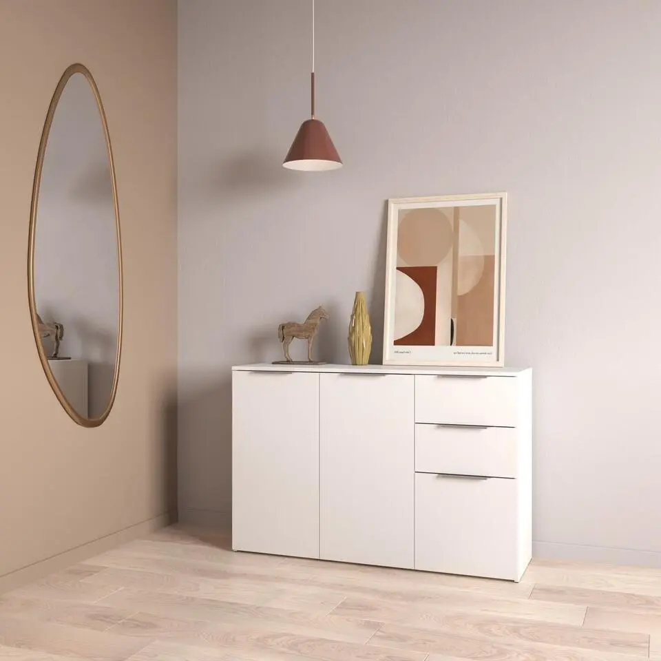 GHOST Buffet met 3 deuren en 2 lades - Wit - 37,3x119,5x78,4 cm