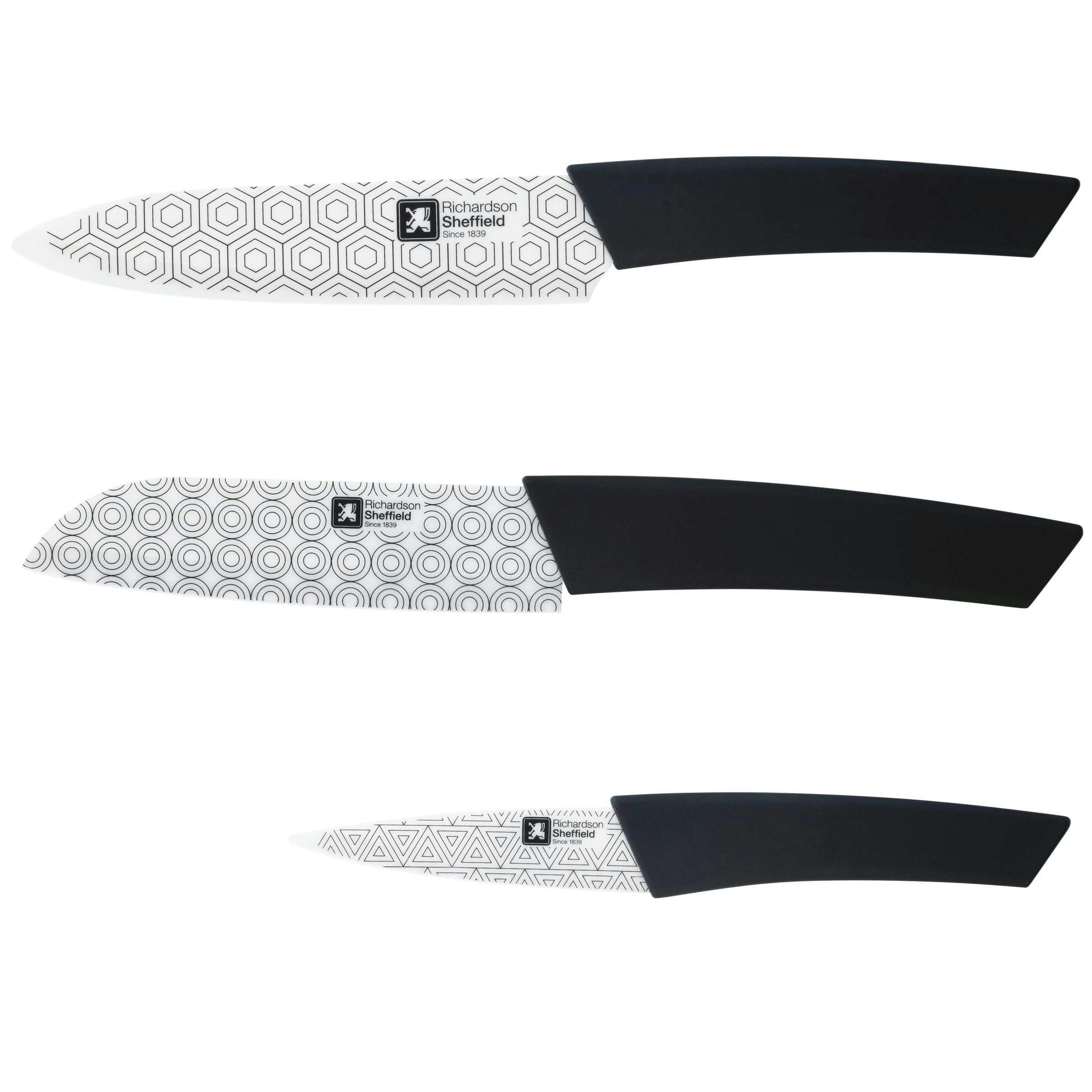 ZENITH - Set 3 couteaux de cuisine en Céramique / Oxyde de zirconium + ABS Sof