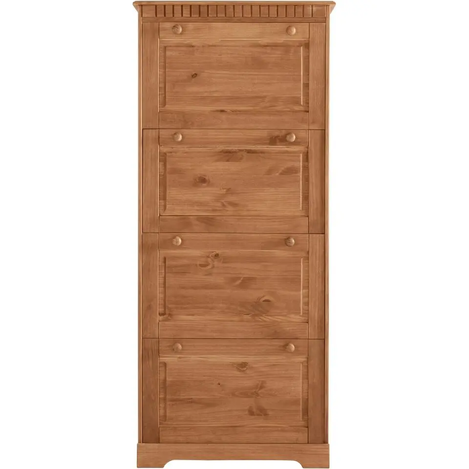 Lisa - Schoenkast met 4 kleppen in natuurlijk grenen