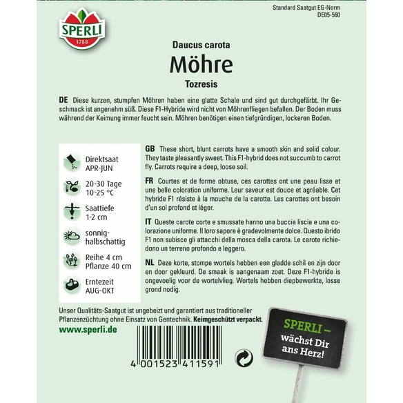 Möhren »Tozresis«, wird nicht von Möhrenfliegen befallen