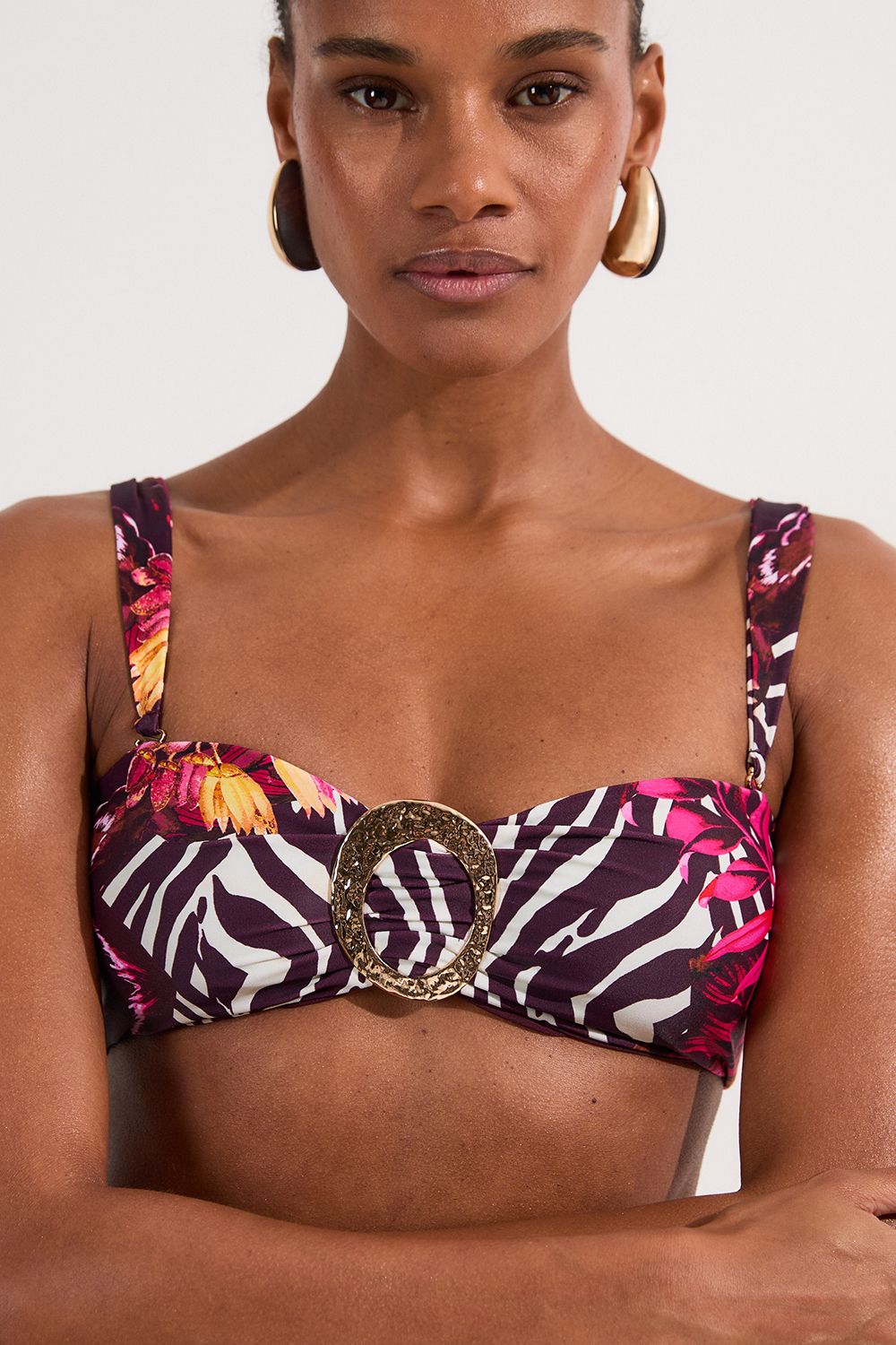 KarenMillen Slinky Bandeau Trim Detail Bikini Top