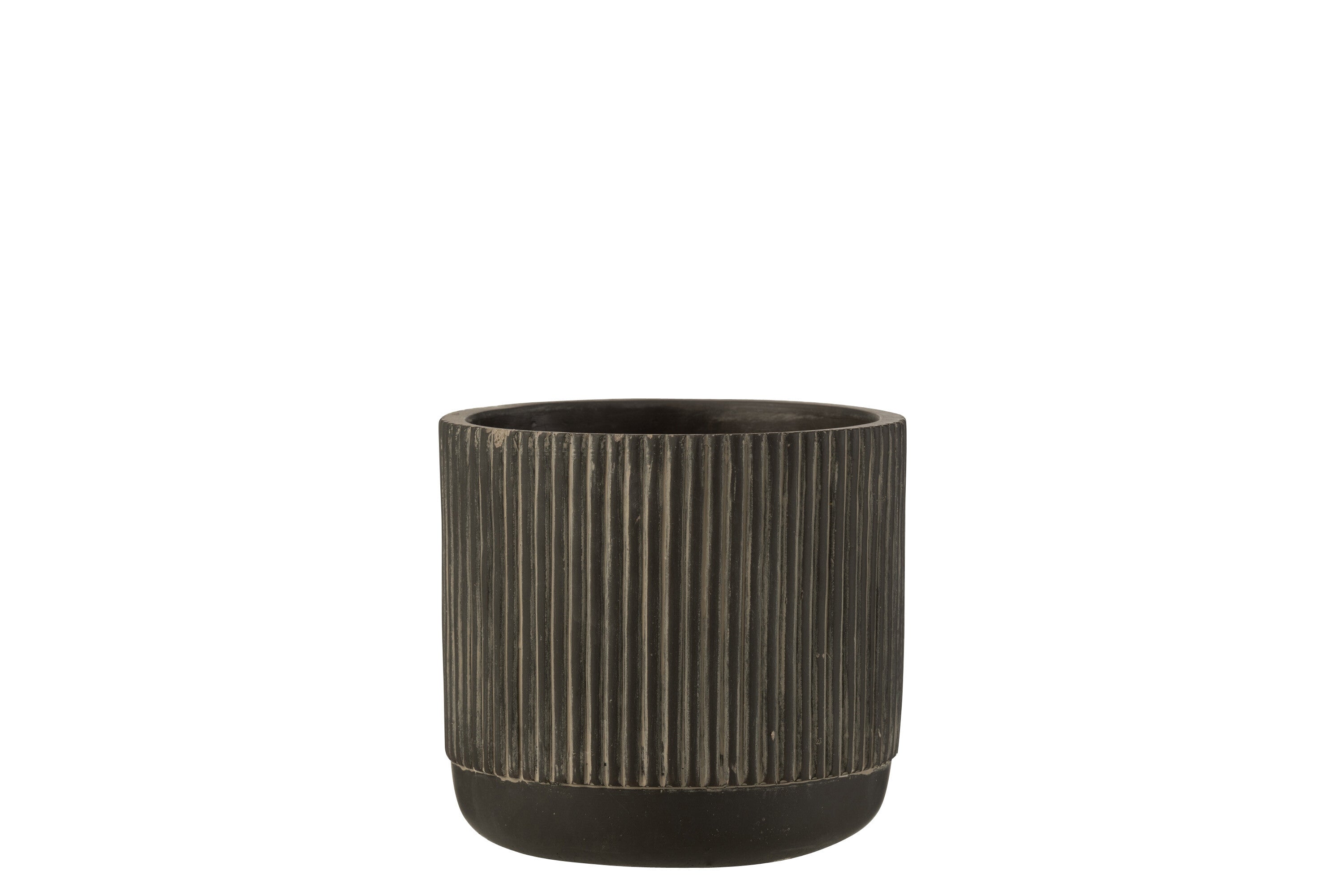 J-Line bloempot Lijn - keramiek - zwart/bruin - medium - 2 st. - Ø 14 cm