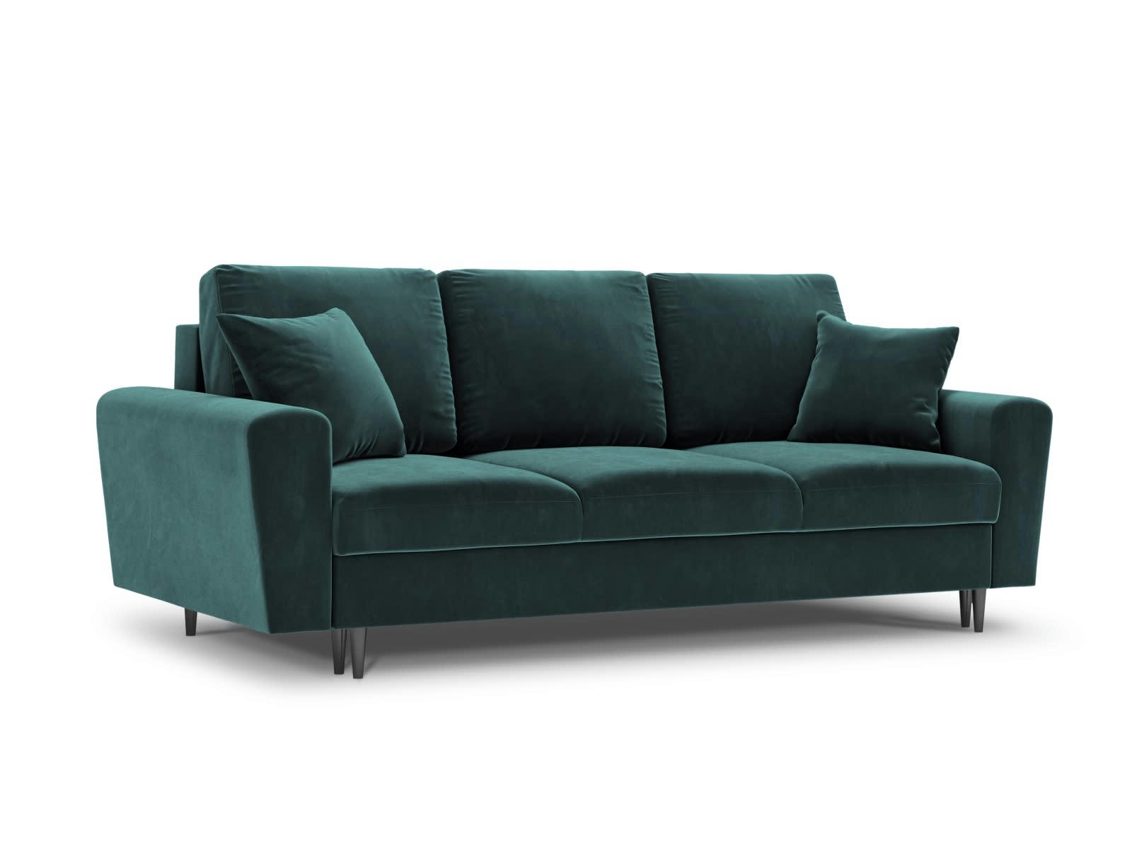 MOGHAN - Canapé convertible 3 places en tissu velours pétrole