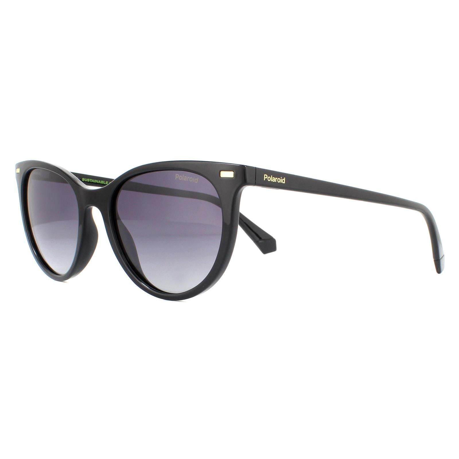 Polaroid Cat Eye Black Grey Grey Gradient Polarized Sunglasses