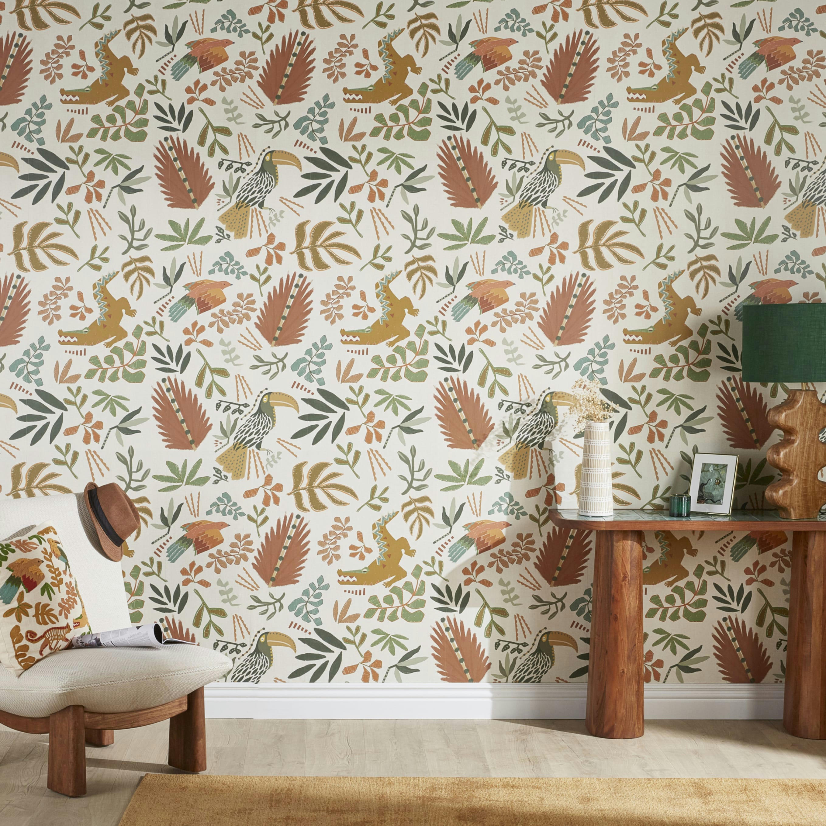 ALYA - Papier peint intissé motif tropical multicolore 336x300