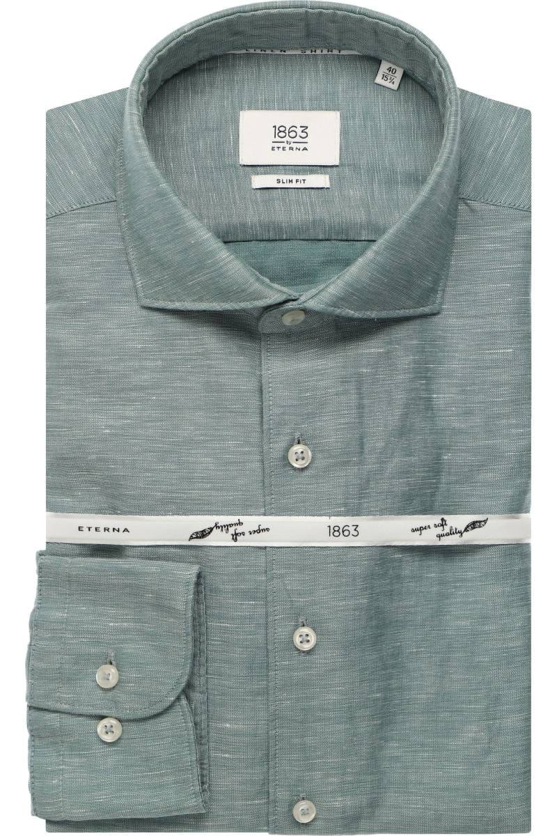 ETERNA 1863 Soft Tailoring Slim Fit Leinenhemd dunkelgrün, Einfarbig