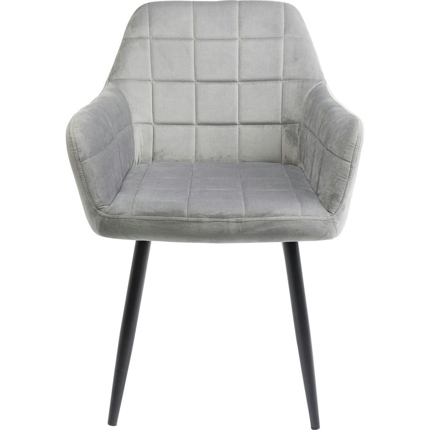 KIM - Chaise avec accoudoirs Kim velours gris Kare Design