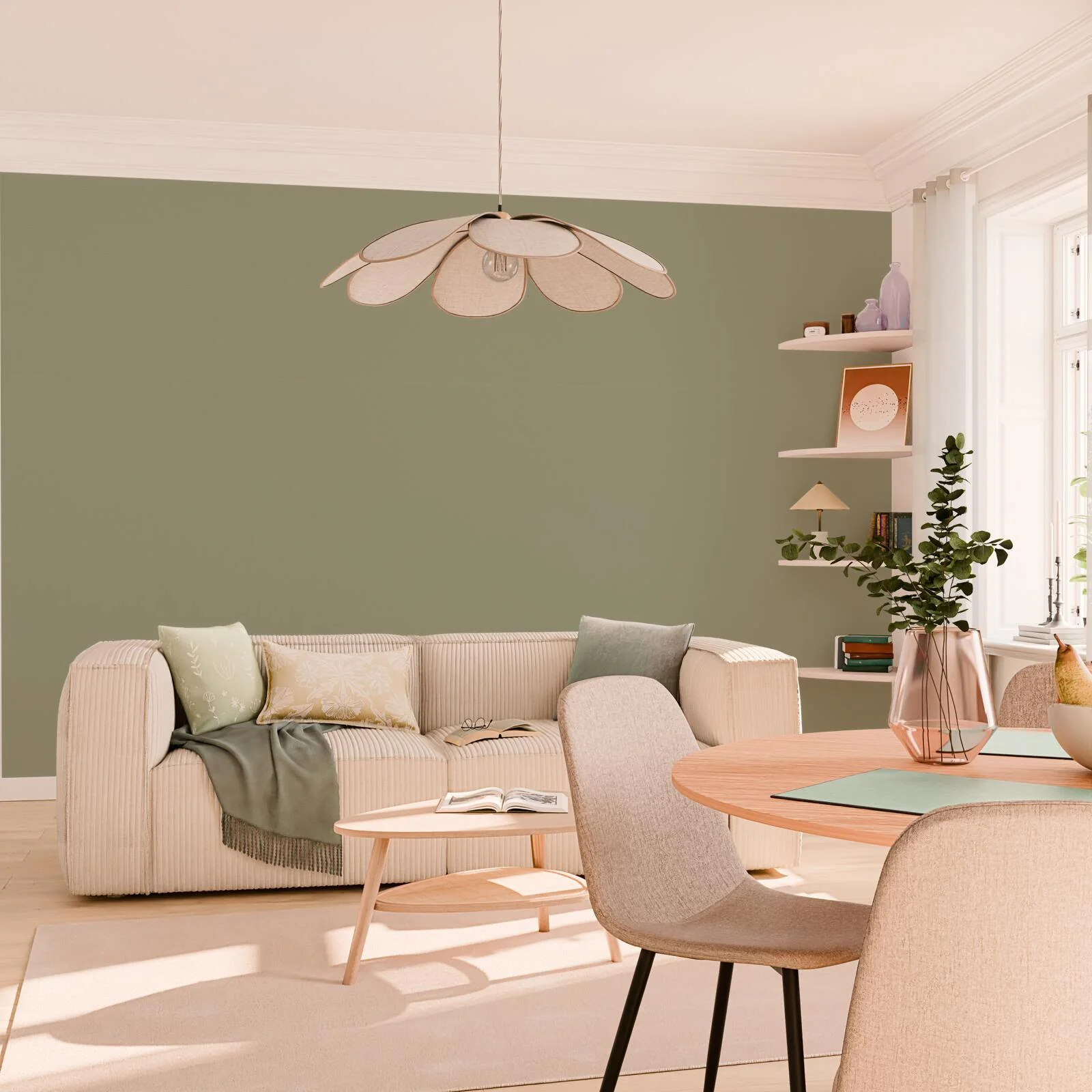 4MURS Papier peint intissé FLORENTINE coloris vert sauge