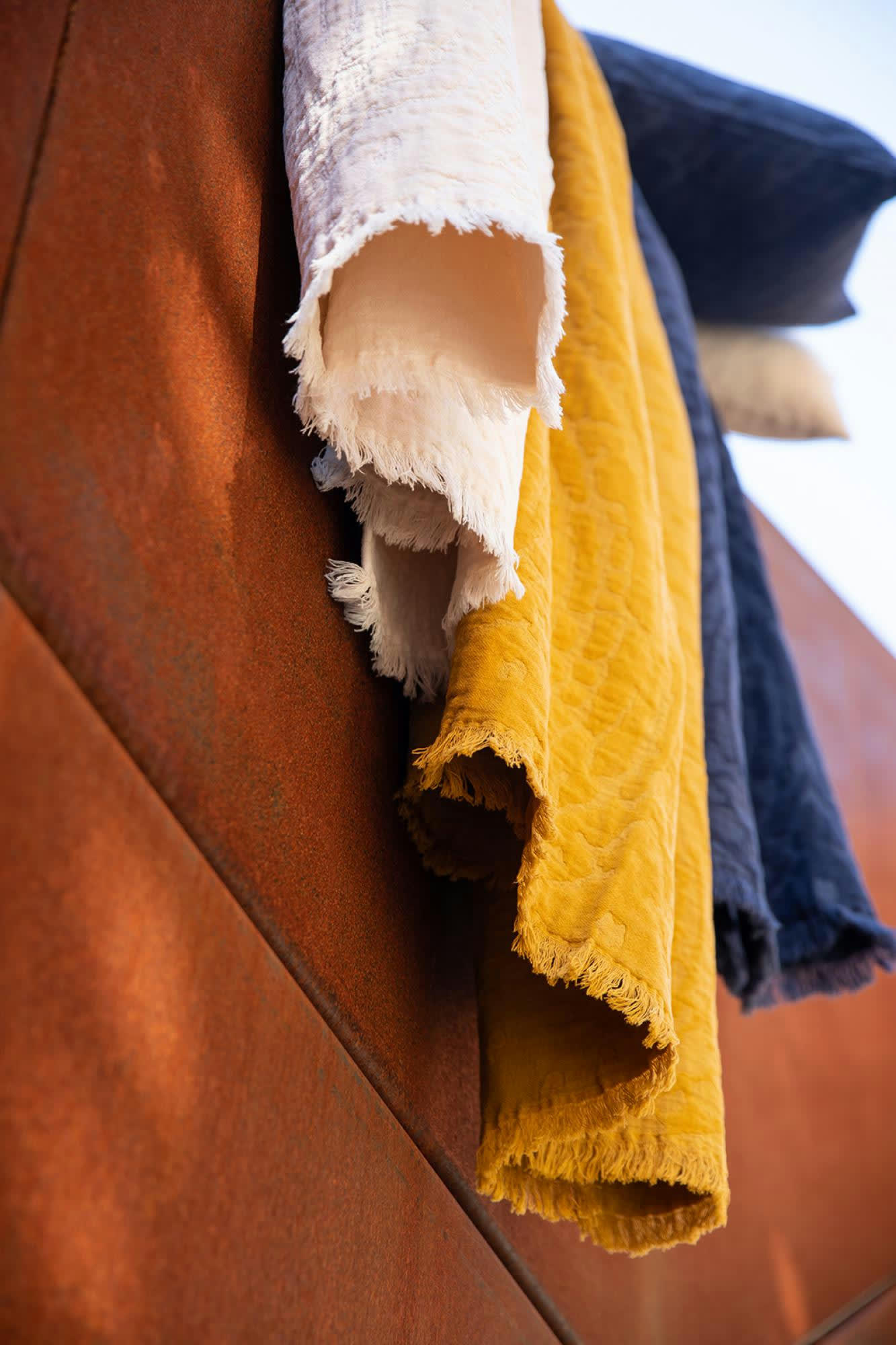 INES - Jeté Inès en coton bronze 240 x 260