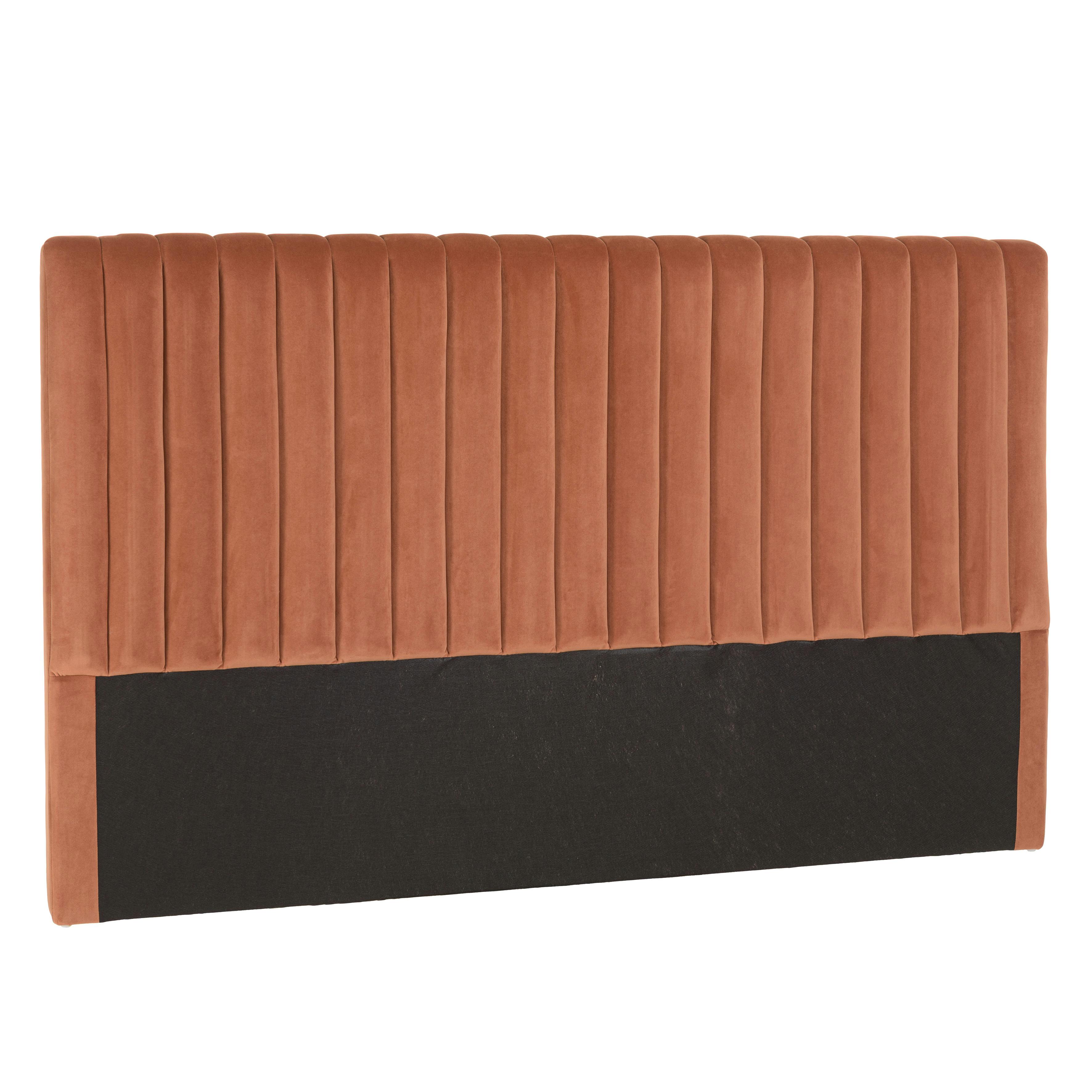 Tête de lit rembourrée pour lits 160/180cm velours orange RIVANA