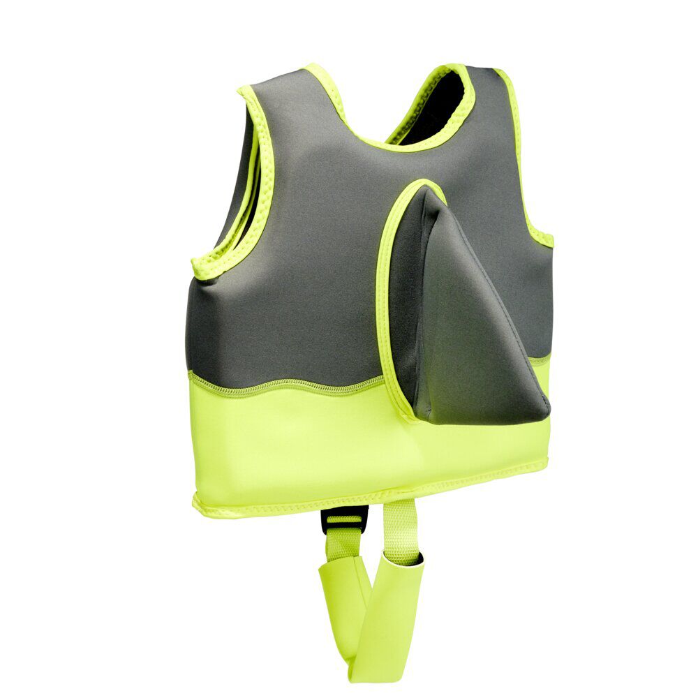 Gilet de natation enfant flottaison aileron vert et gris 2/3ans