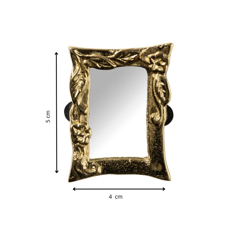Mini spiegel rechthoek - goudkleurig - &Oslash;5x4x1 cm