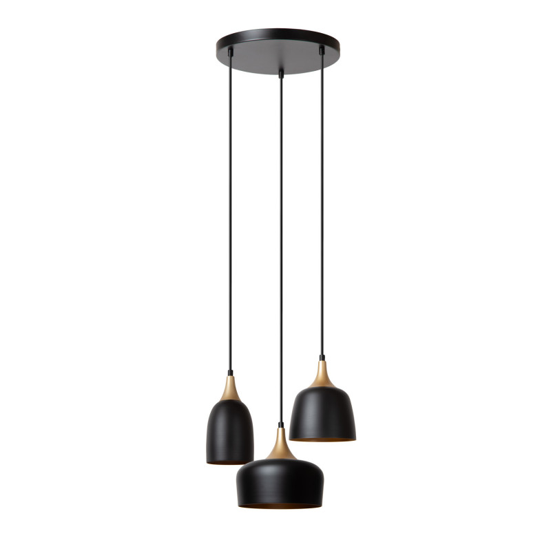 Suspension Chayanne noire Ø 30 cm E14 3 x 10 W LUCIDE