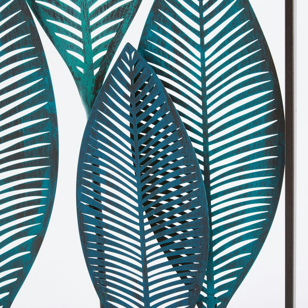 Green Addict - Déco murale feuillage en métal bleu 60x136