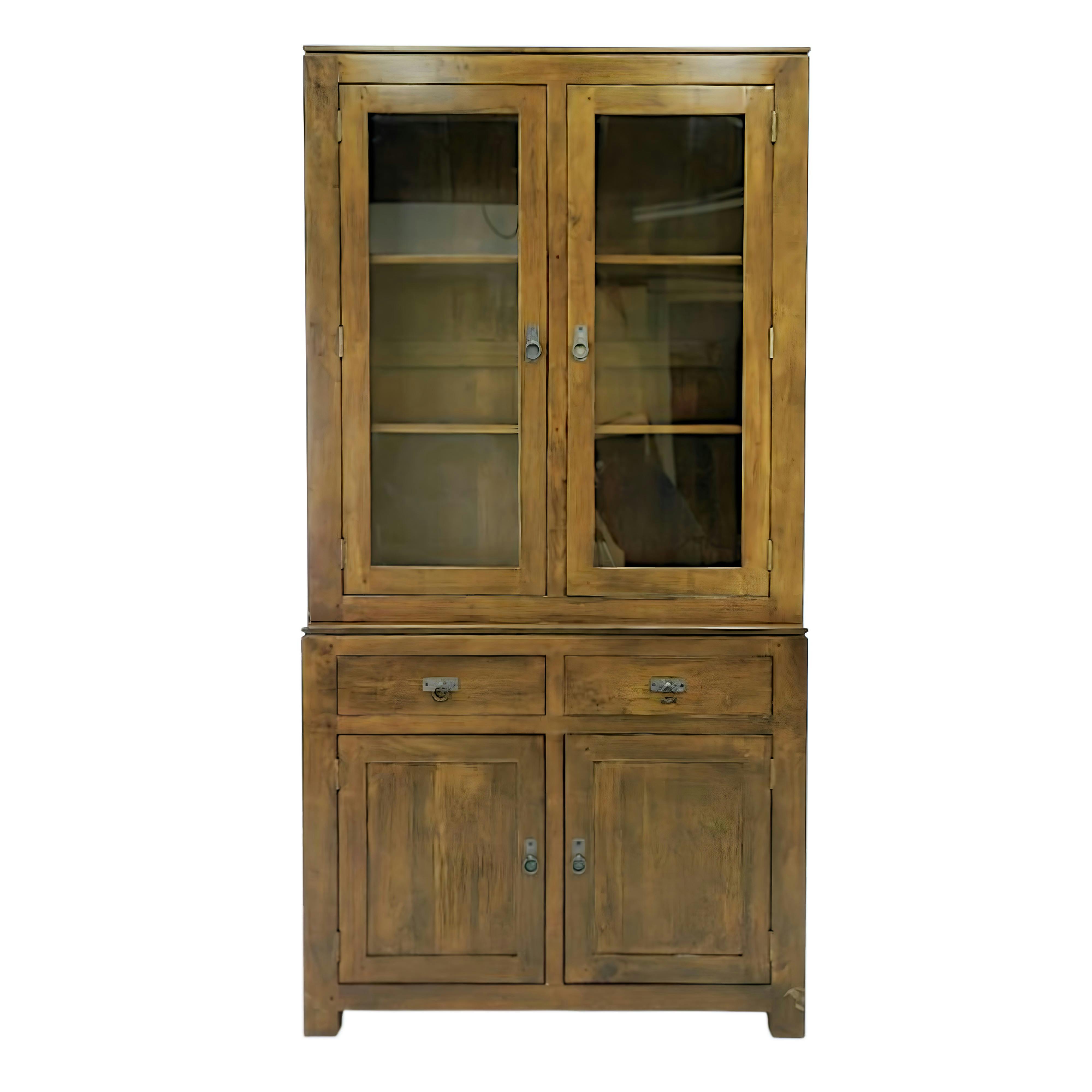 Vaisselier vitrée buffet hévéa 110x205cm HELENA
