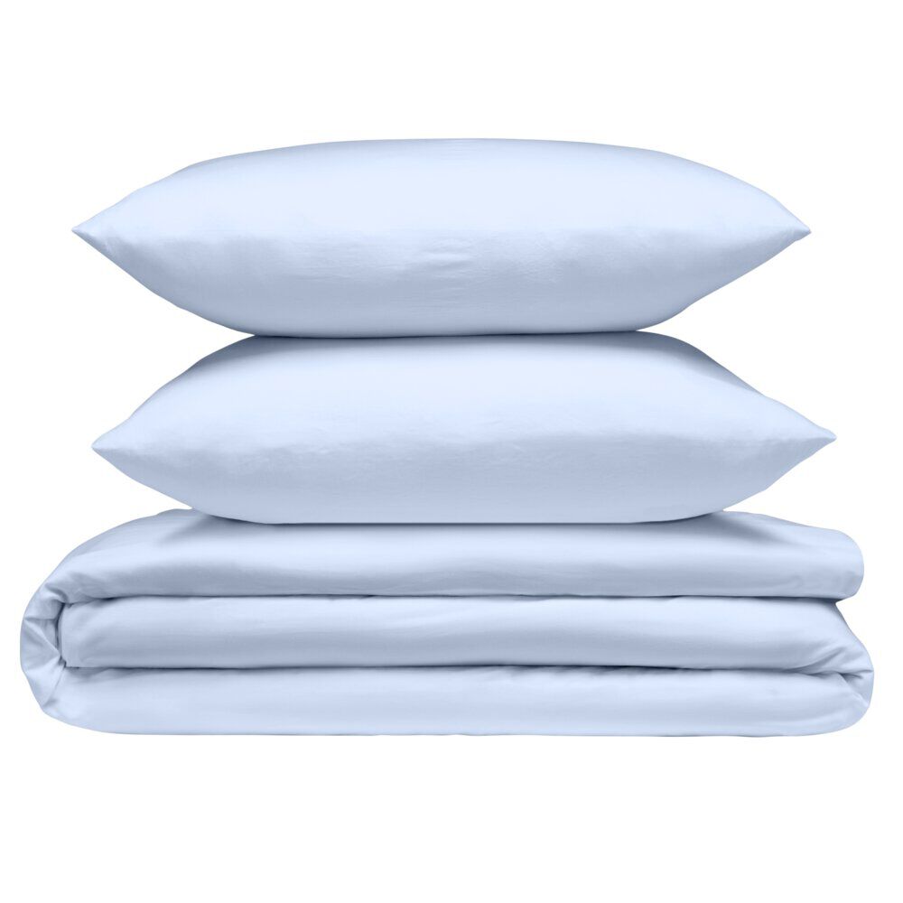 Parure de lit 2 personnes 240x220cm avec 2 taies polyester uni bleu