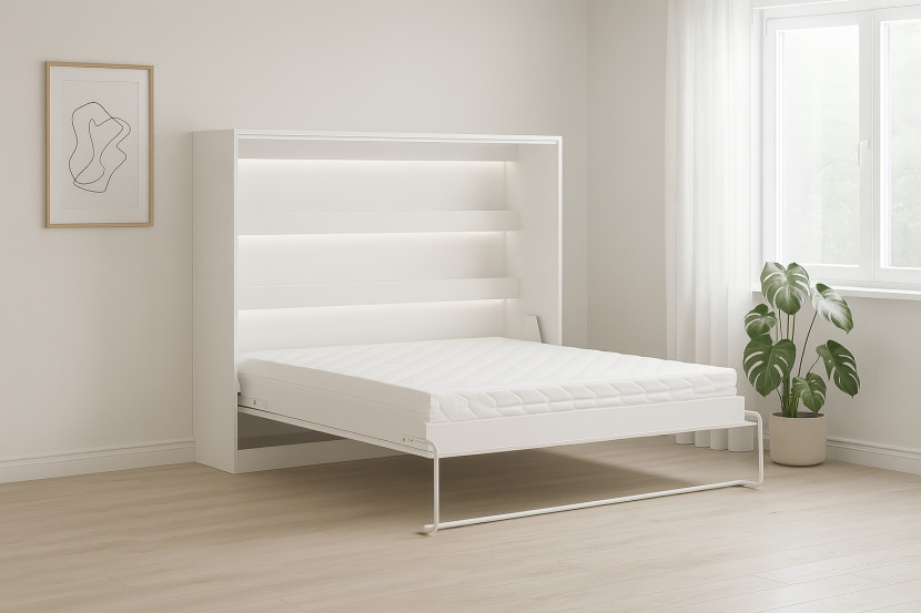Półkotapczan Perfekt 140x200 poziomy z materacem Biały Czarny