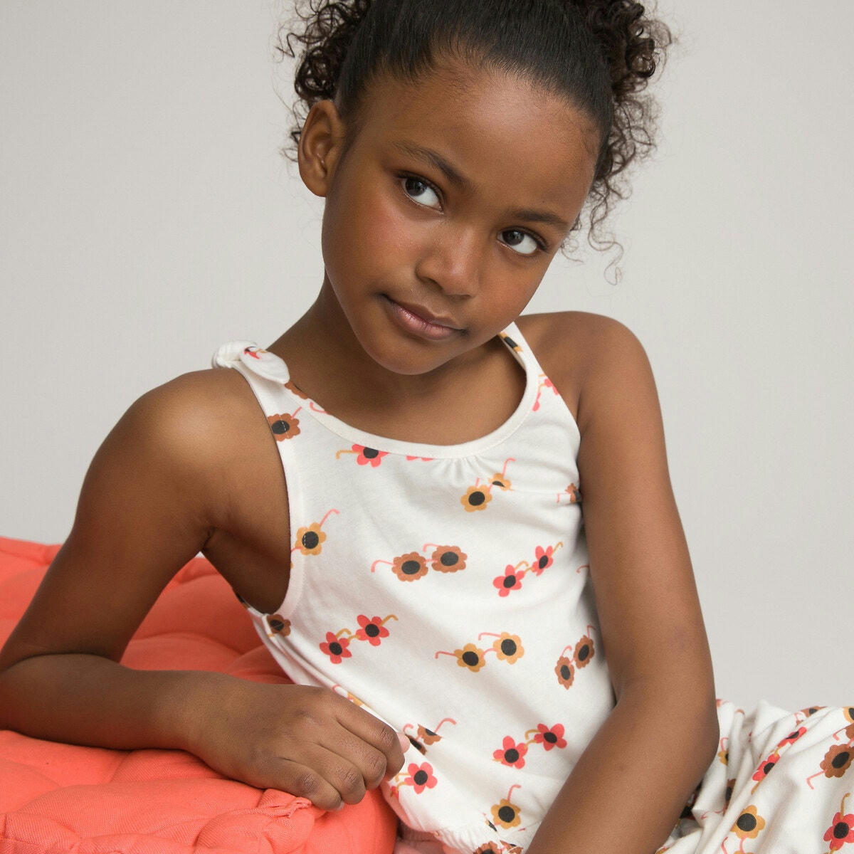 Robe sans manches imprimée, coton bio