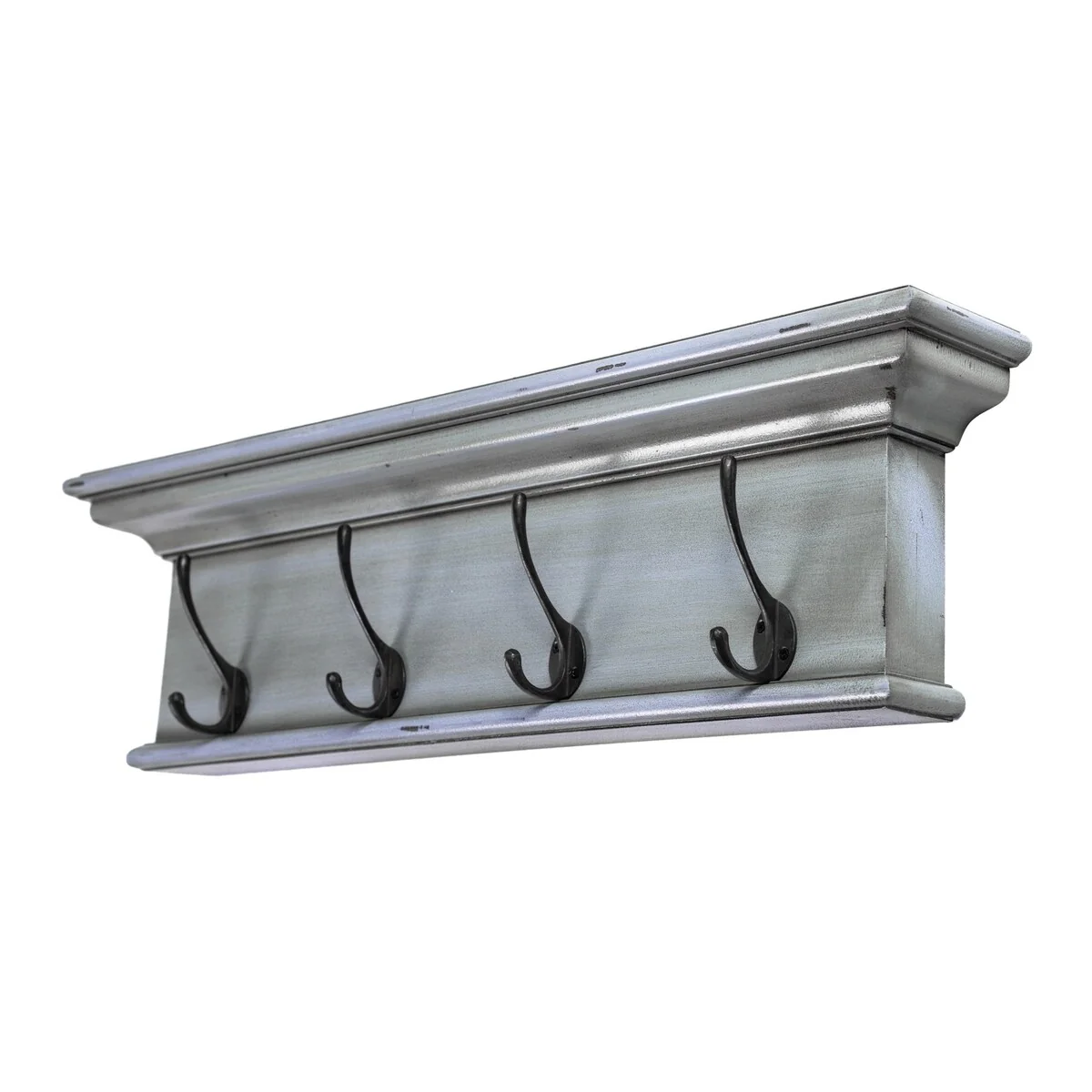 Rustic Antiqued Black and Blue Hanging Coat Rack