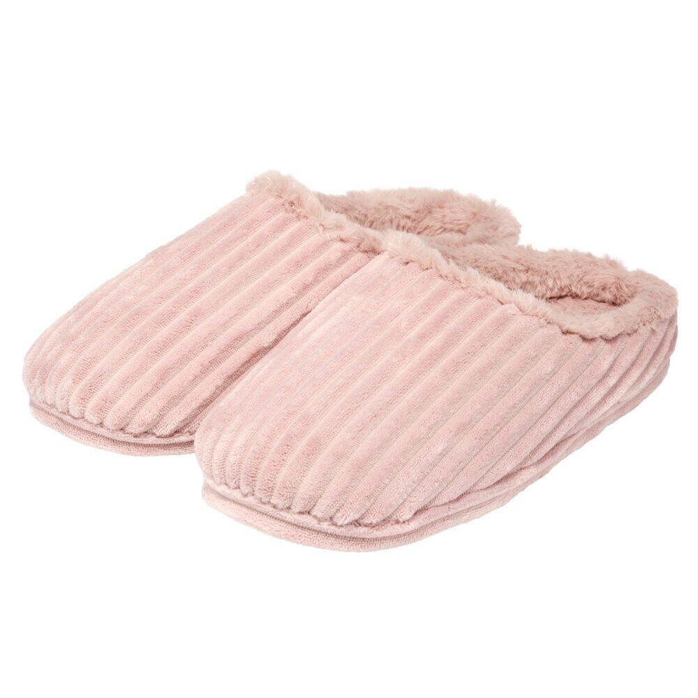 Chaussons femme côtelés fourrés roses 40/41
