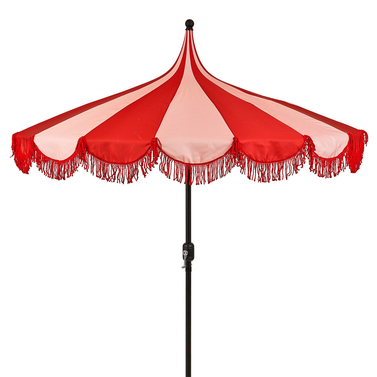 Mica Decorations Kim Gestreepte Parasol met Draagtas - Stokparasol 238 x Ø235 cm - Tuin of Balkonparasol - Polyester, Staal - Rood