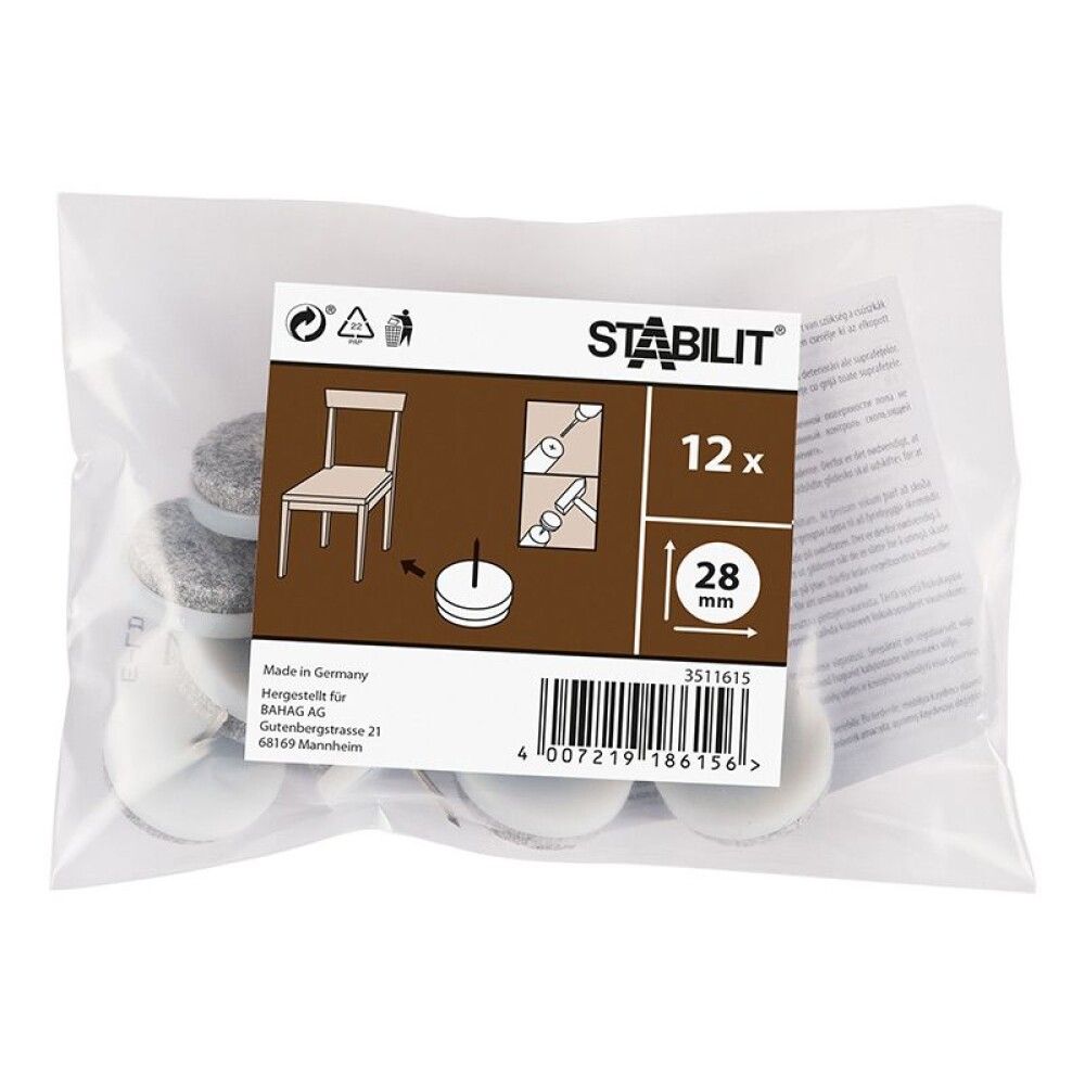 MØBELKNOTTER STABILIT MED STIFT HVIT 28MM 2STK