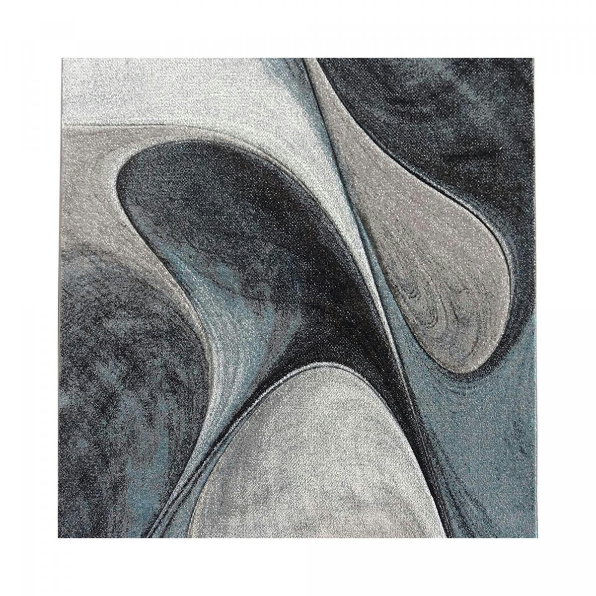 MADILA - Tapis salon bleu 100x100 carré
