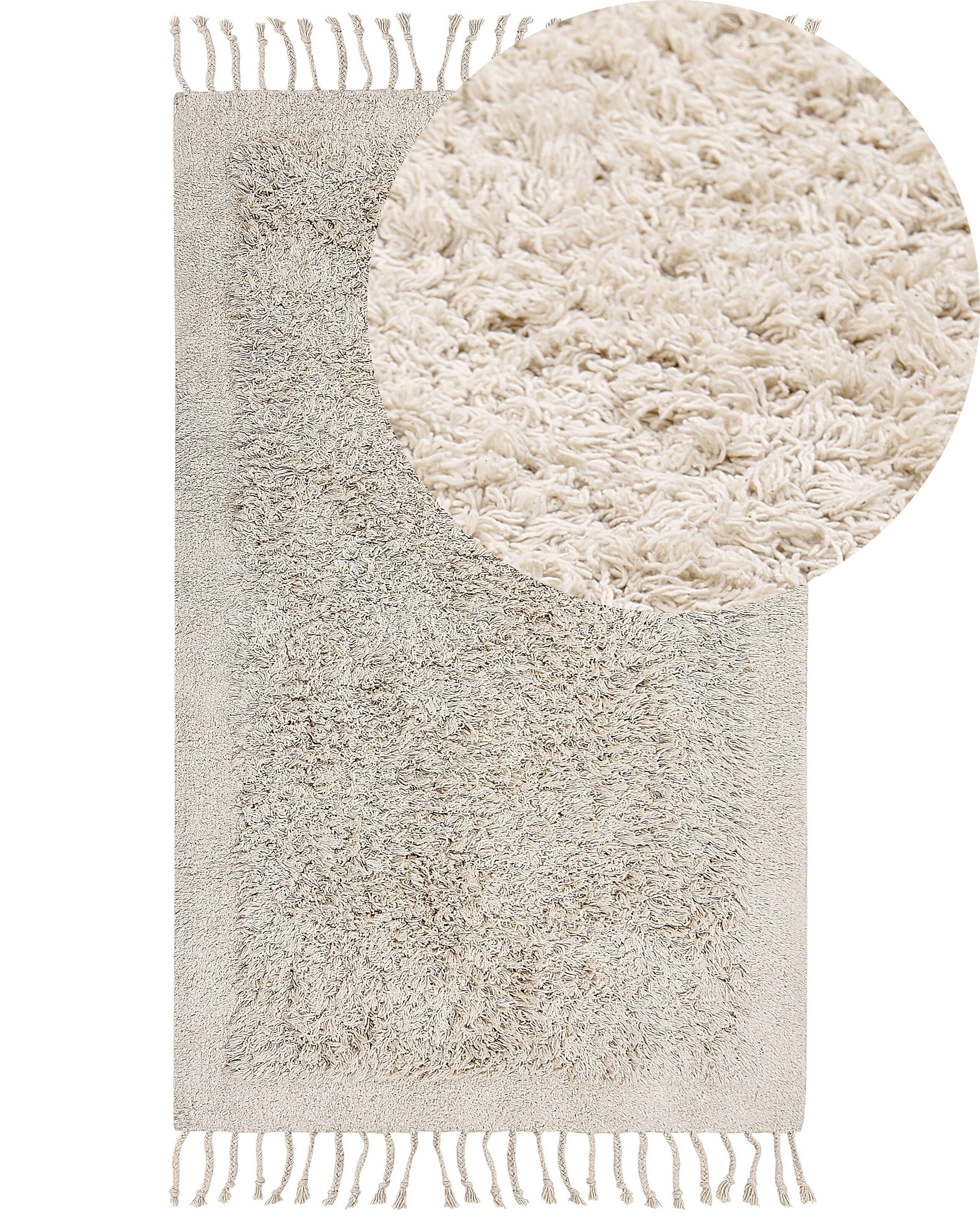 Dywan bawełniany shaggy 80x150 cm beżowy