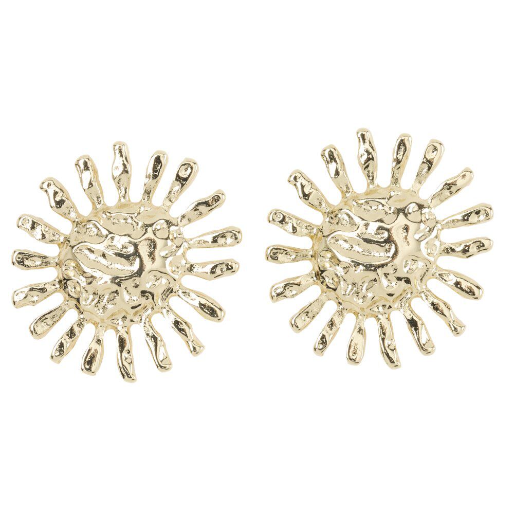Boucles d'oreilles zinc soleil jaune doré Ø1,5cm