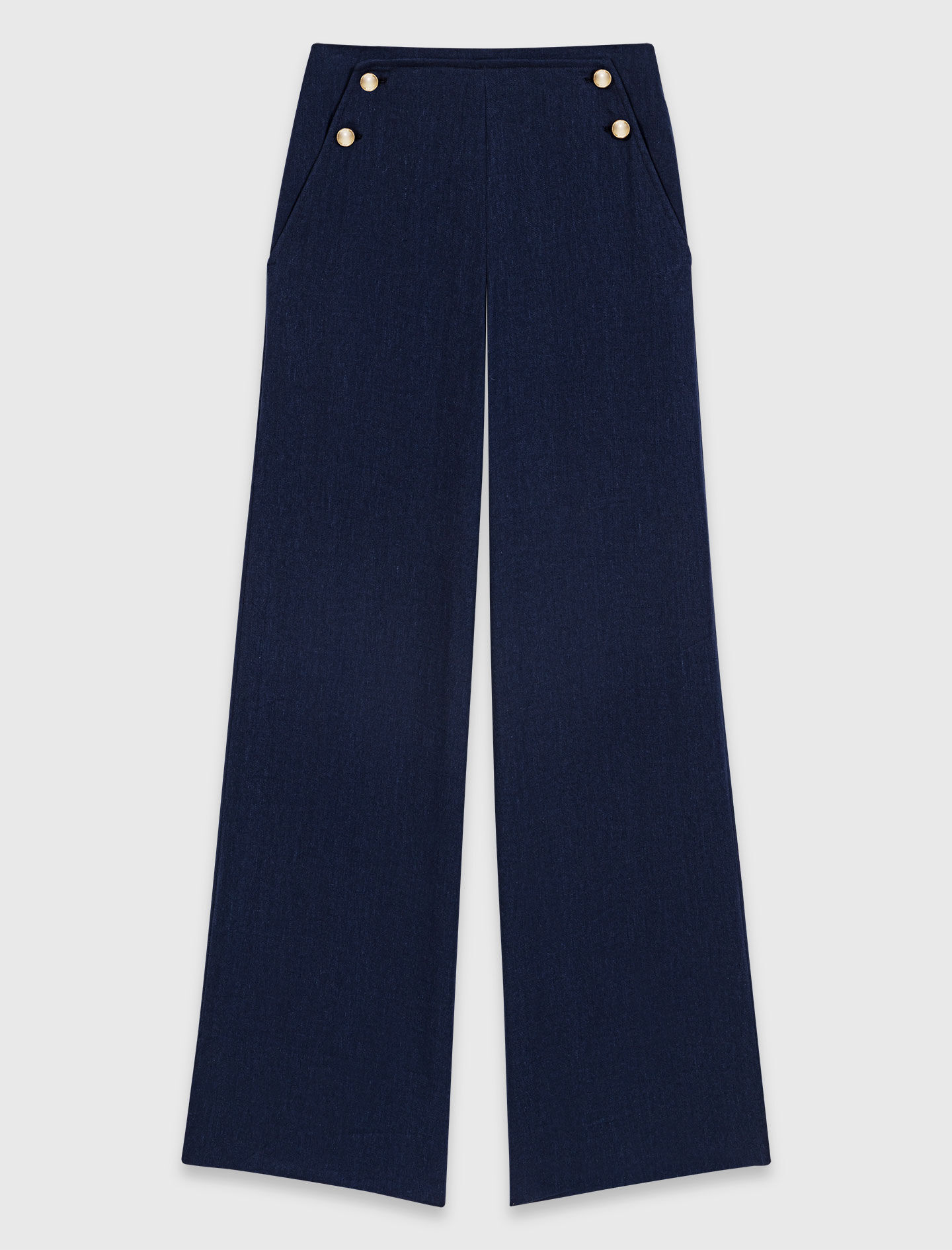 Pantalon à pont en lin mélangé