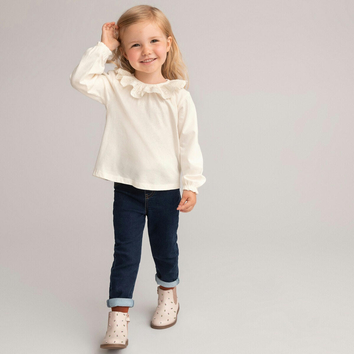 Lot de 2 T-shirts, col volanté