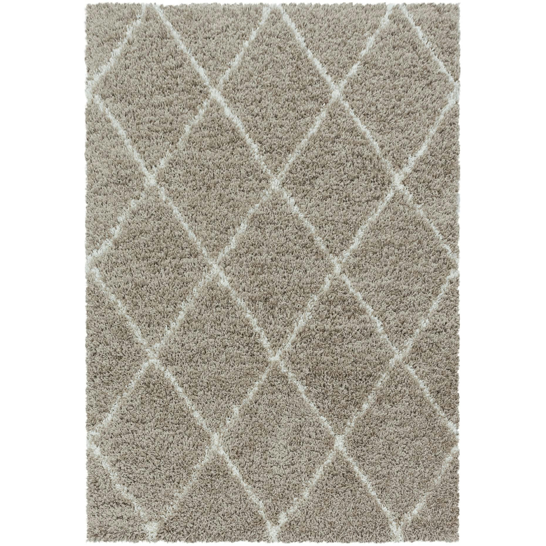 LOSANGES - Tapis de style géométrique beige et blanc 80x150cm