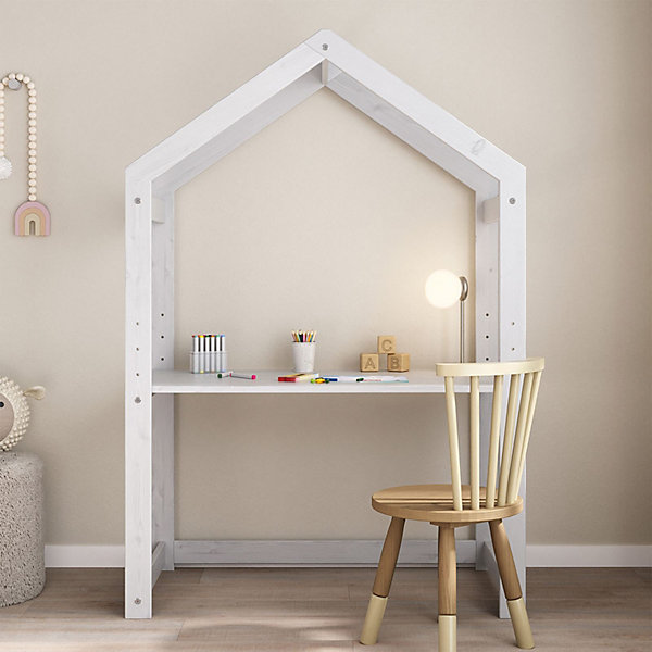 Bureau cabane enfant réglable LIA Montessori en bois massif - Blanc