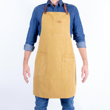 Tablier en toile et cuir n° 325 | Jaune moutarde - Alaskan Maker