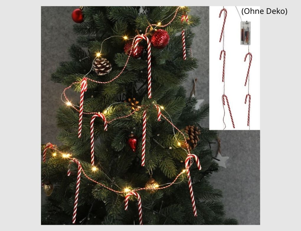 Lichterkette mit Zuckerstangen 20 LEDs