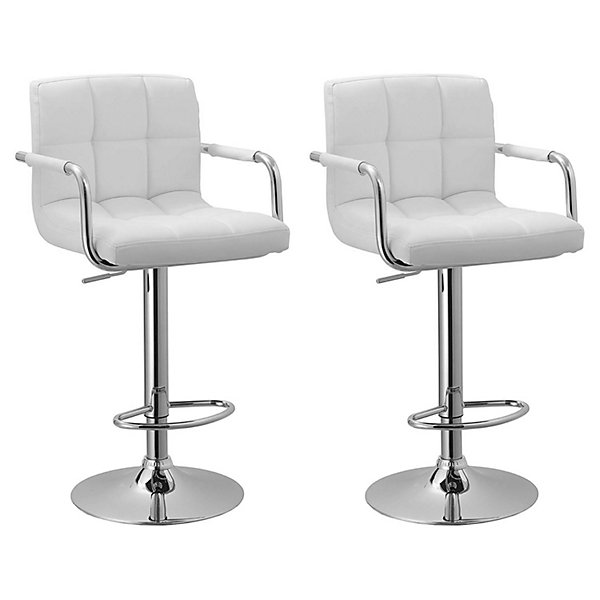 Lot de 2 tabourets de bar blanc avec accoudoirs MIKE - HAPPY GARDEN
