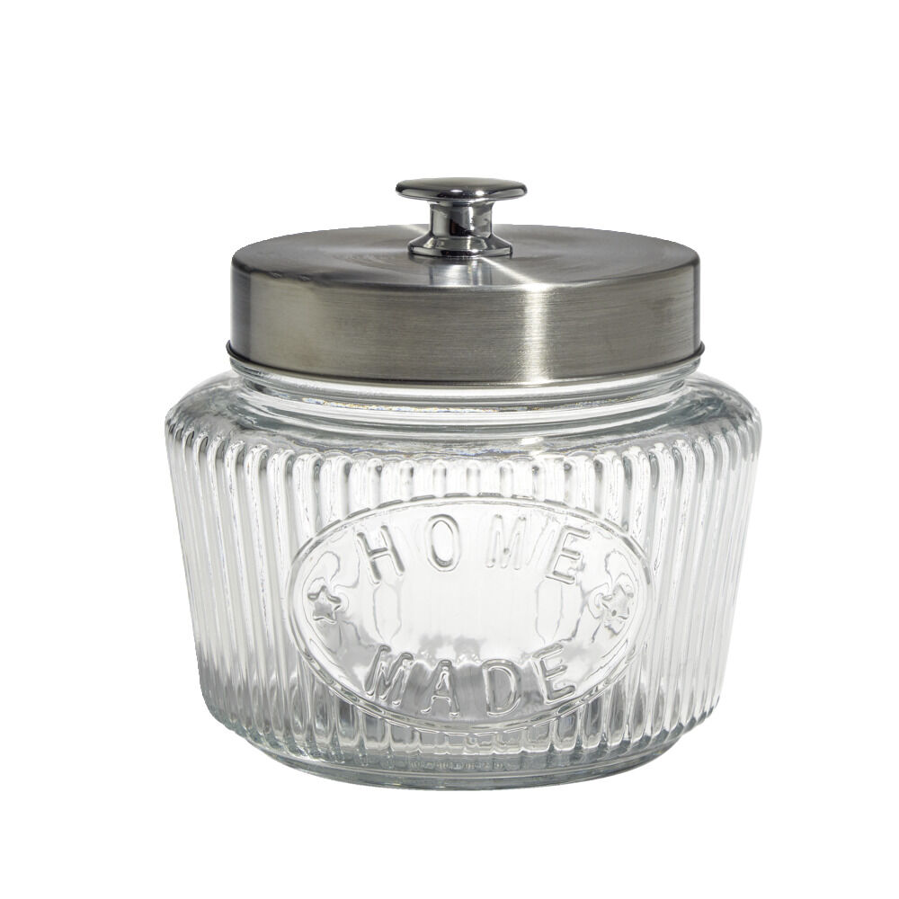 Bocal de conservation 1L en verre avec couvercle en métal Ø11,5xH14cm