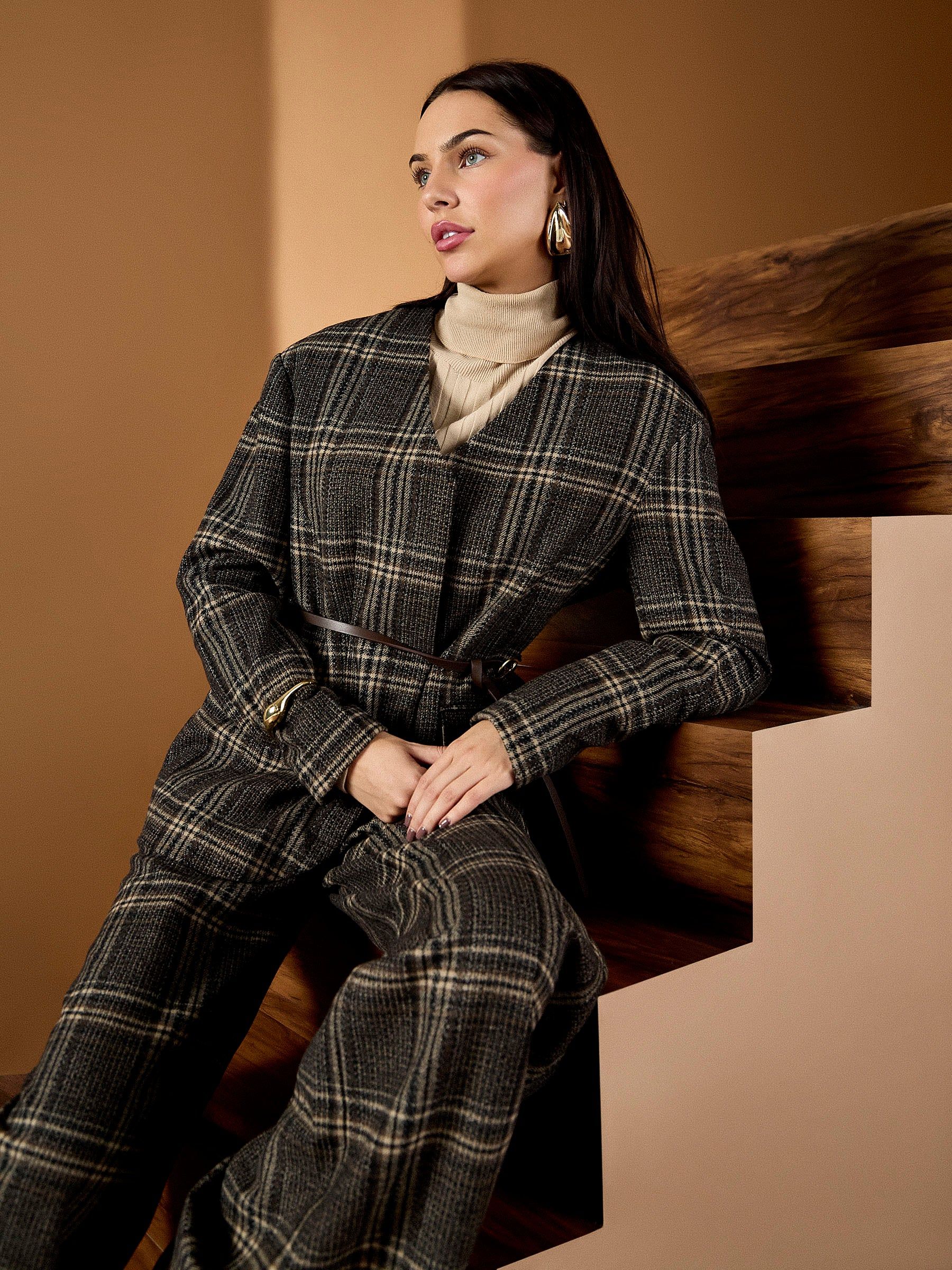 GWD by GEORGE W. DAVIES GWD Aimee Brown Check Wide-Leg Trouser