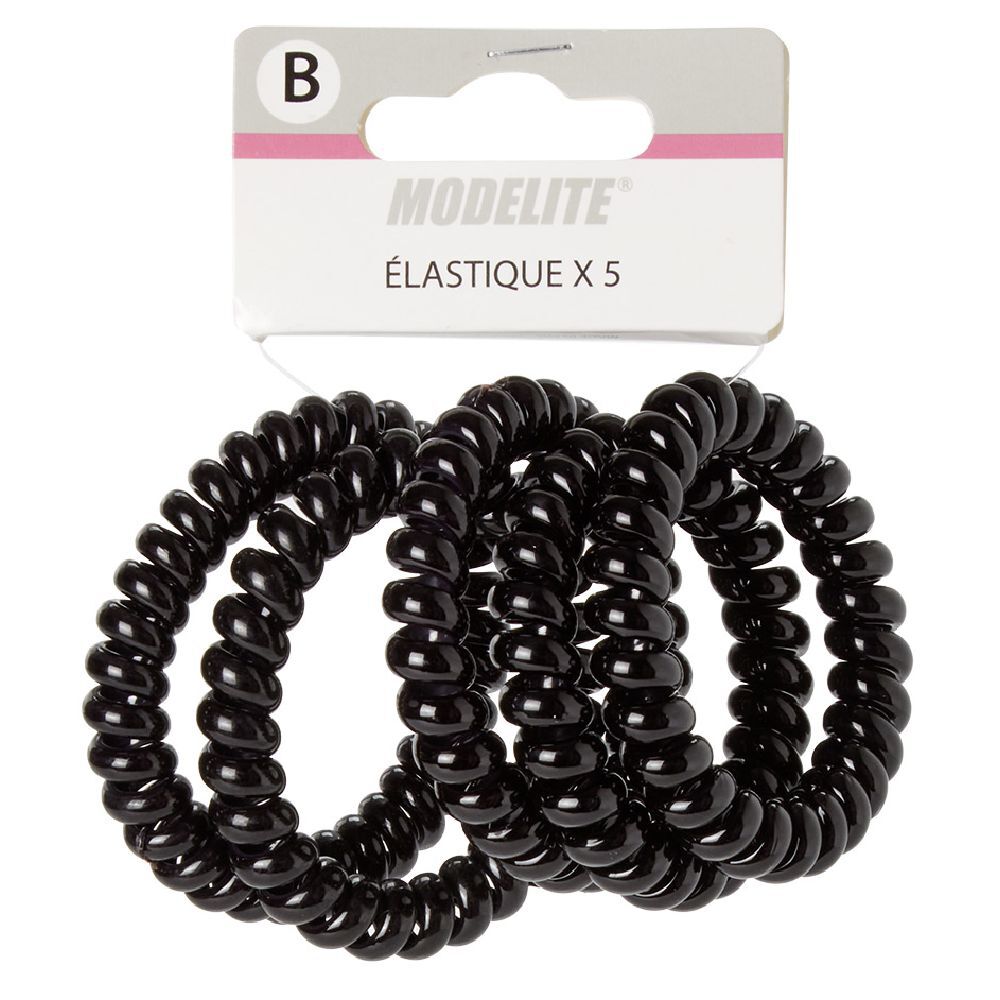 élastique spirale noir brillant x8